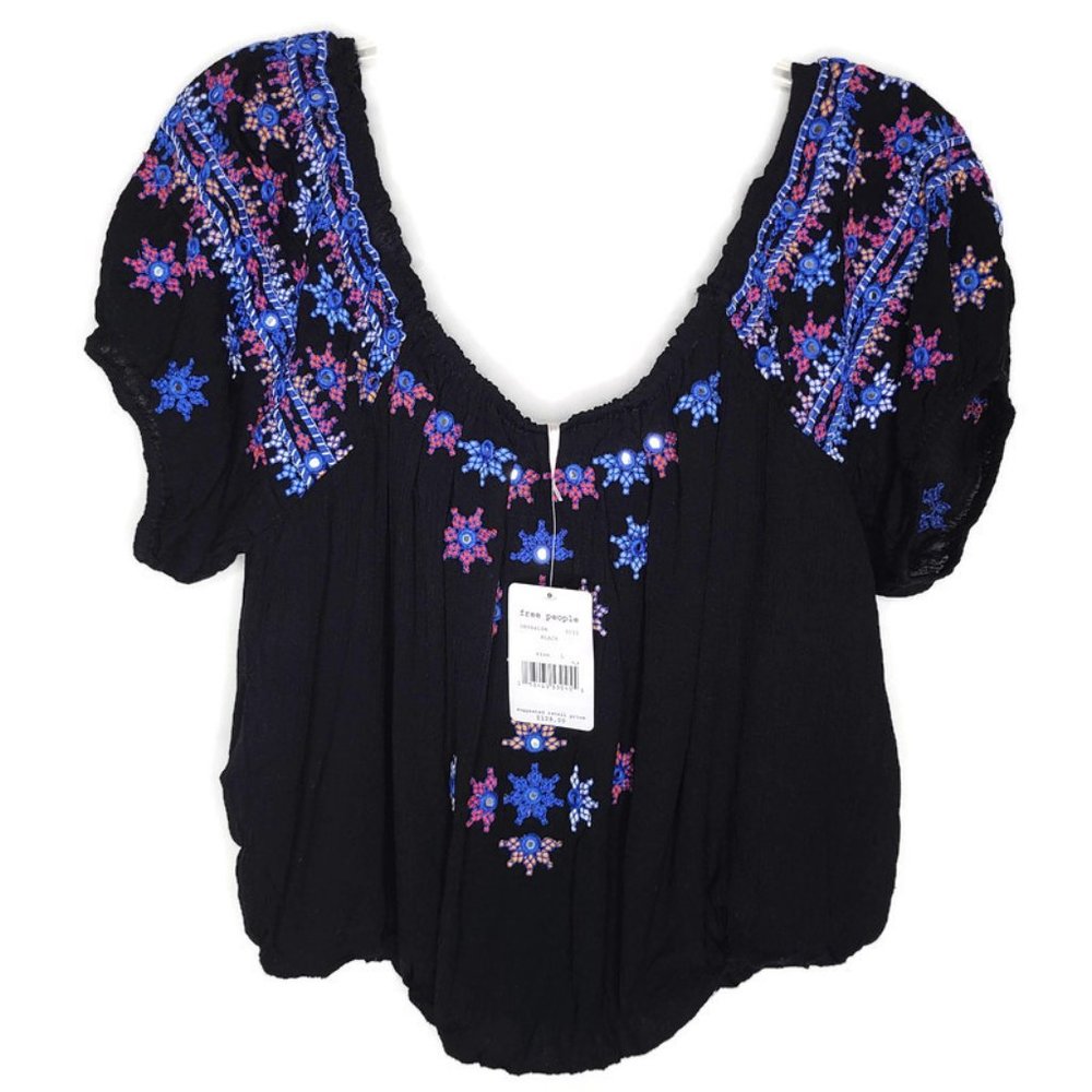 Free People Aurura Embroidered top Size LG - Picture 9 of 10